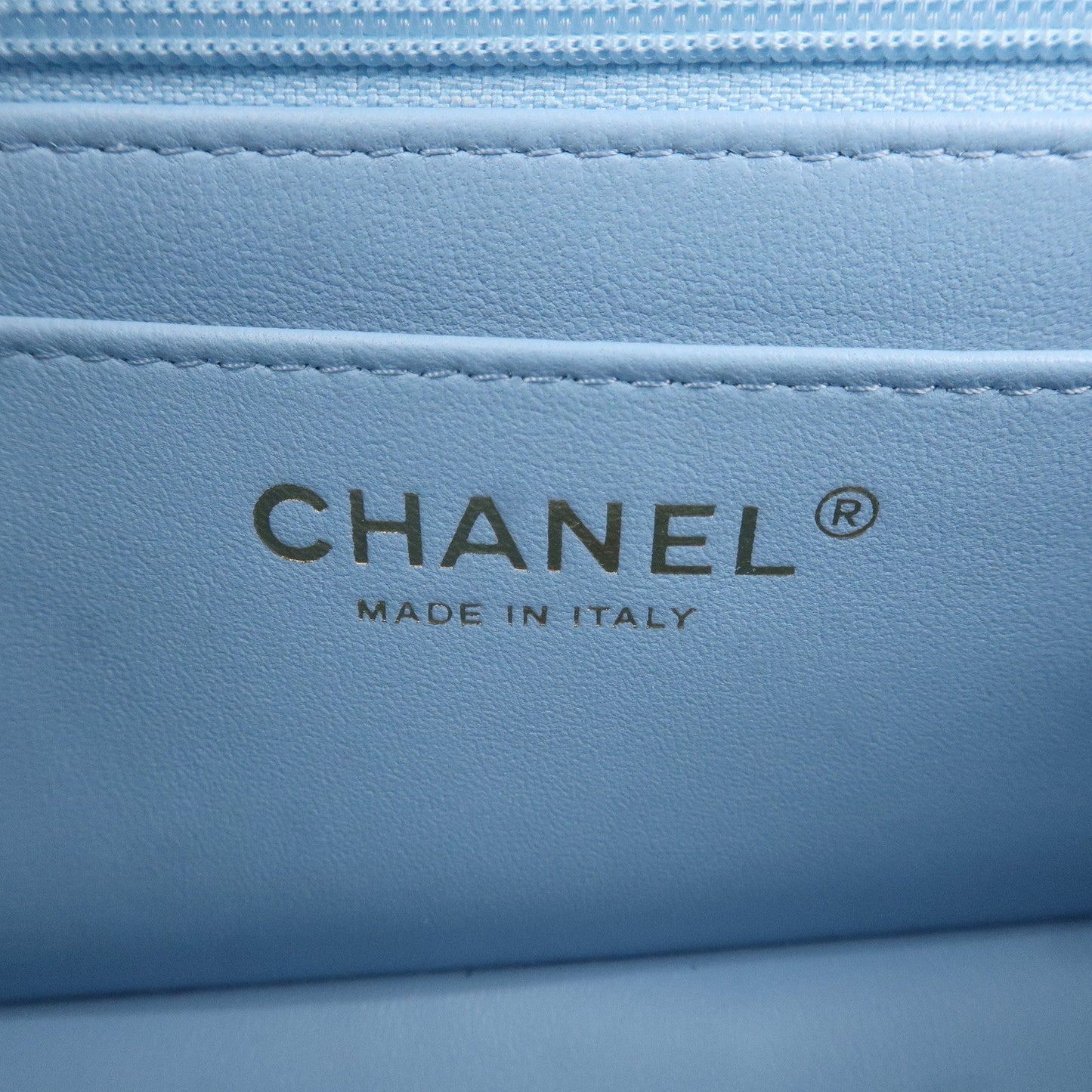 Chanel Mini Matelasse Lamb Skin Chain Shoulder Bag Blue A