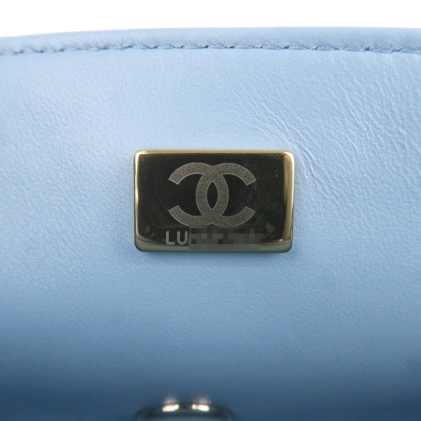 Chanel Mini Matelasse Lamb Skin Chain Shoulder Bag Blue A
