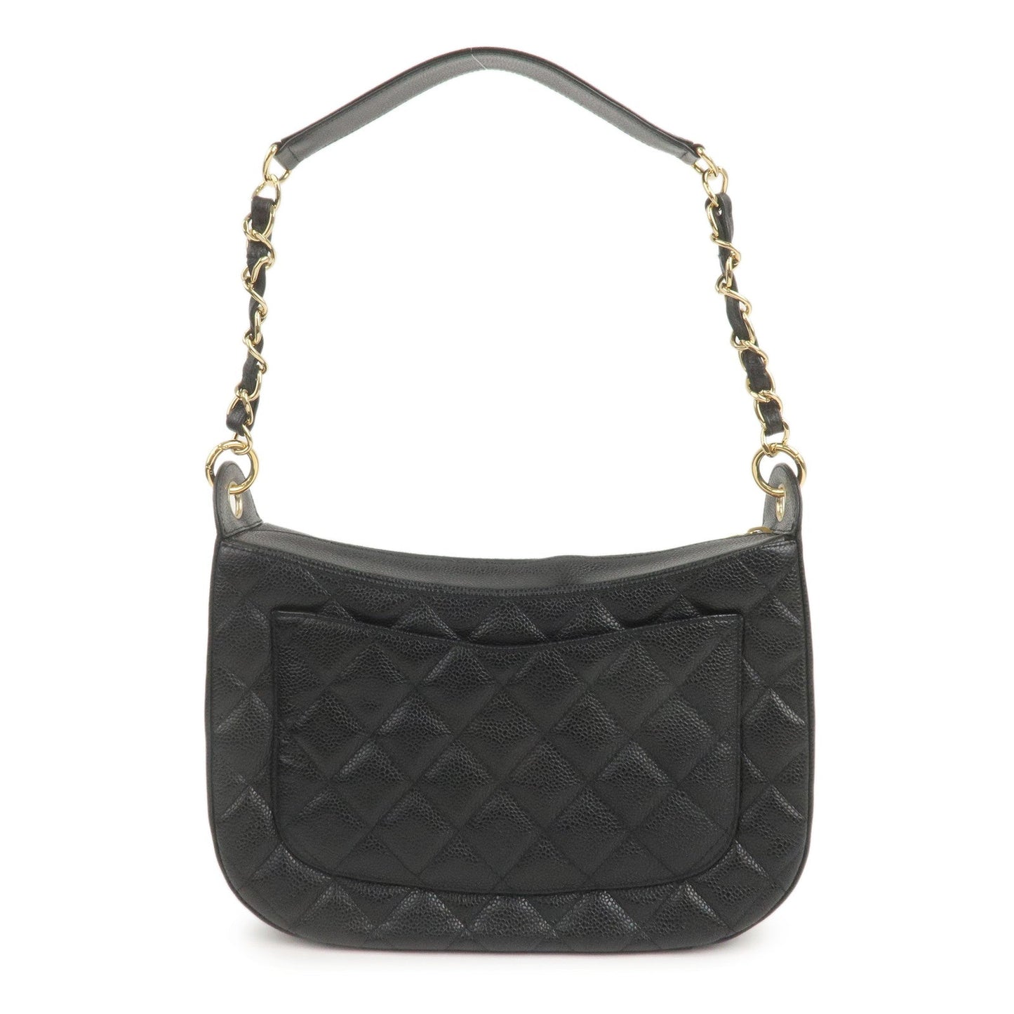 Chanel Matelasse Caviar Skin Chain Shoulder Bag Black A