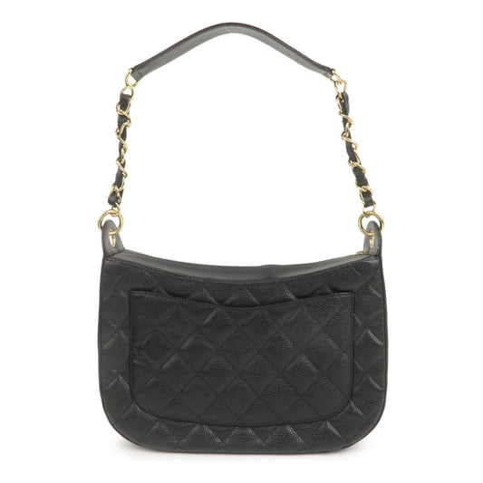 Chanel Matelasse Caviar Skin Chain Shoulder Bag Black A