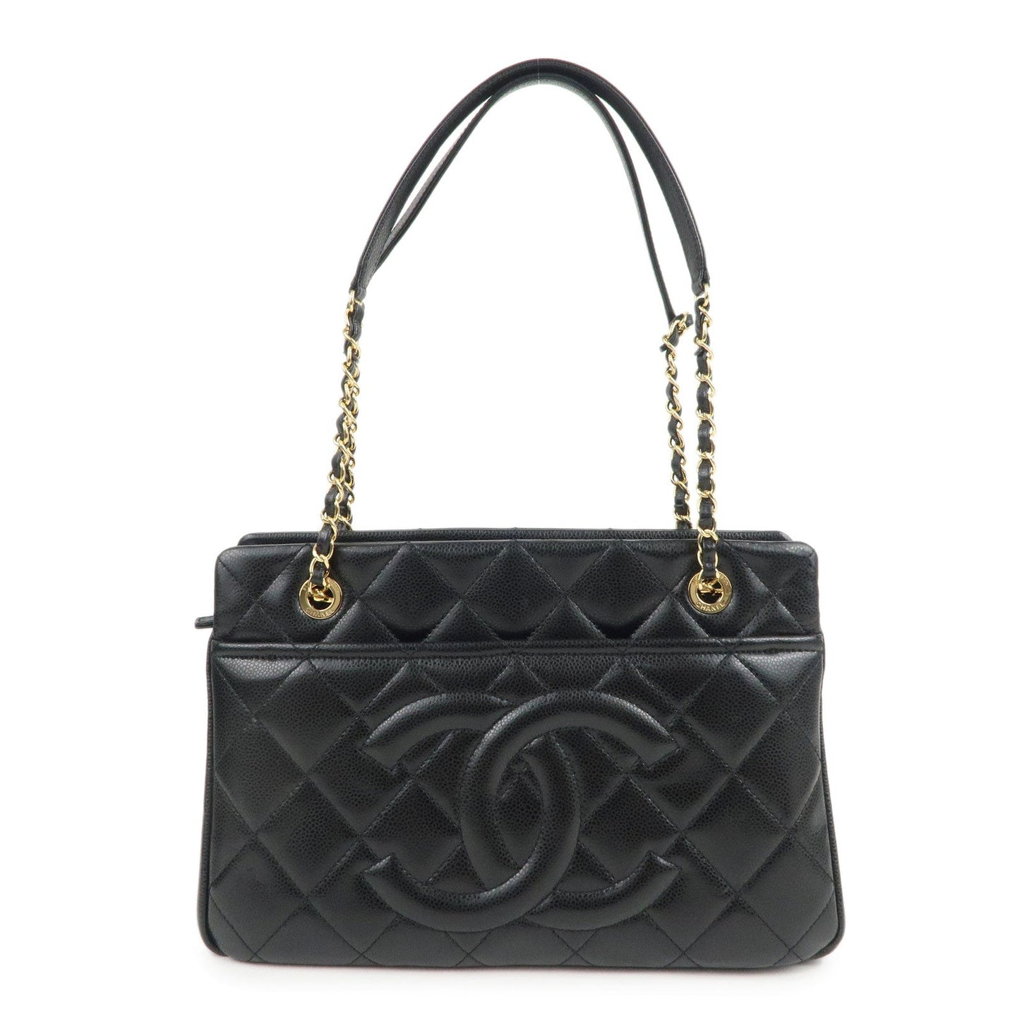 Chanel Matelasse Caviar Skin Chain Tote Bag Black A