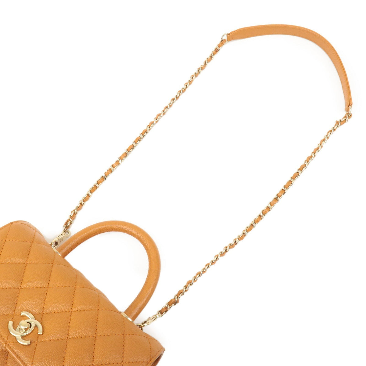 Chanel Matelasse Caviar Skin COCO Handle  XS Bag Brown A