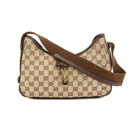 G*G Brown Leather GG Monogram Canvas Tote Bag (Pre Owned)