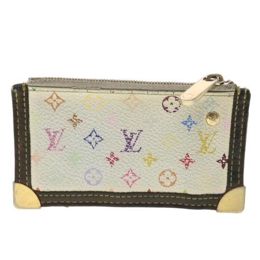 LOUIS VUITTON Multicolor Pochette Cles Coin Purse White M92655 LV Auth 37242