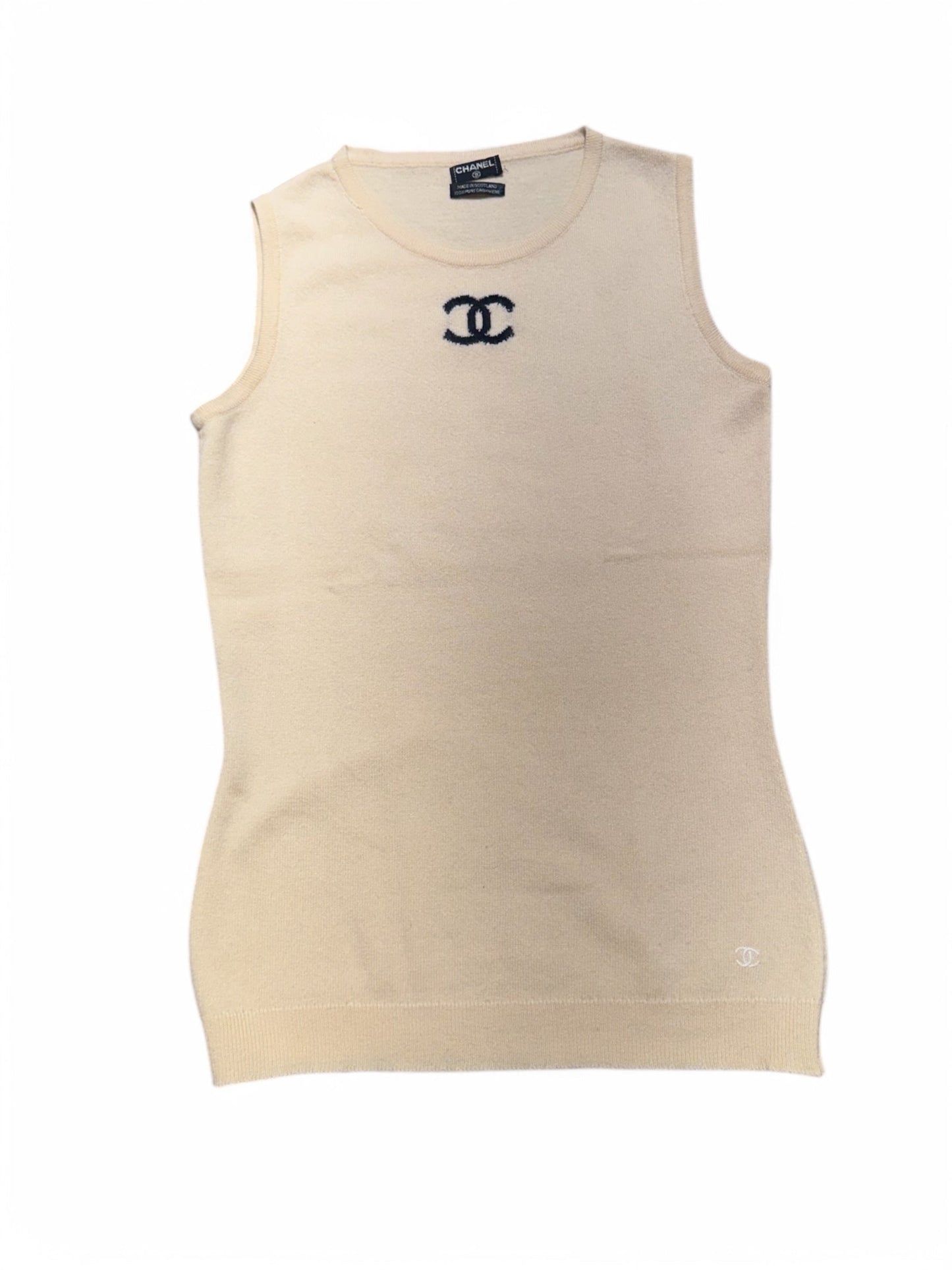 Chanel - Débardeur en cachemire blanc