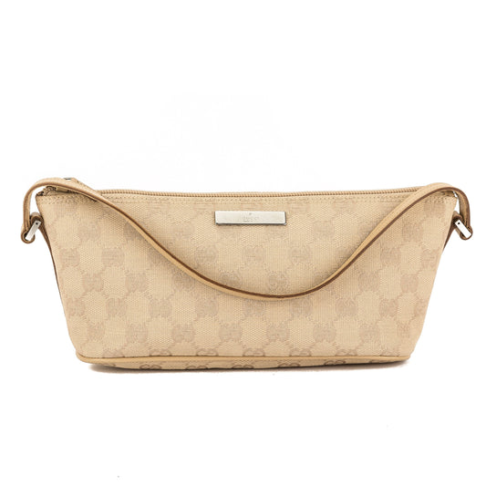 G*G Nude Leather GG Monogram Canvas Pochette Cosmetic Tote Bag (Pre Owned)