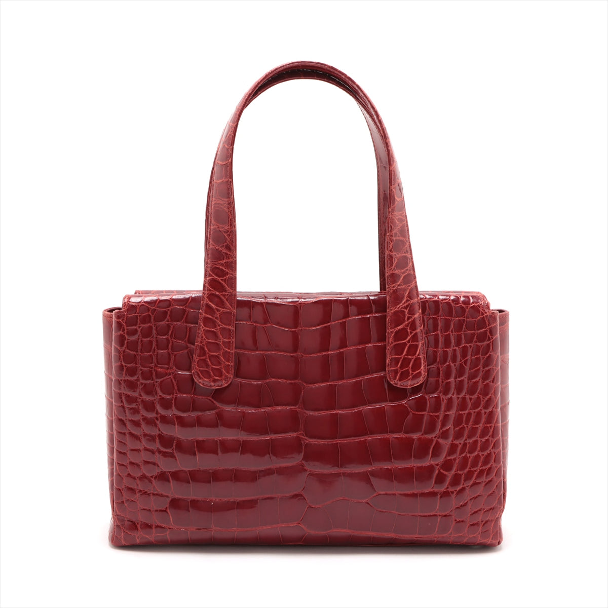 Chanel Coco Crocodile Tote Bag Red Silver G  9th