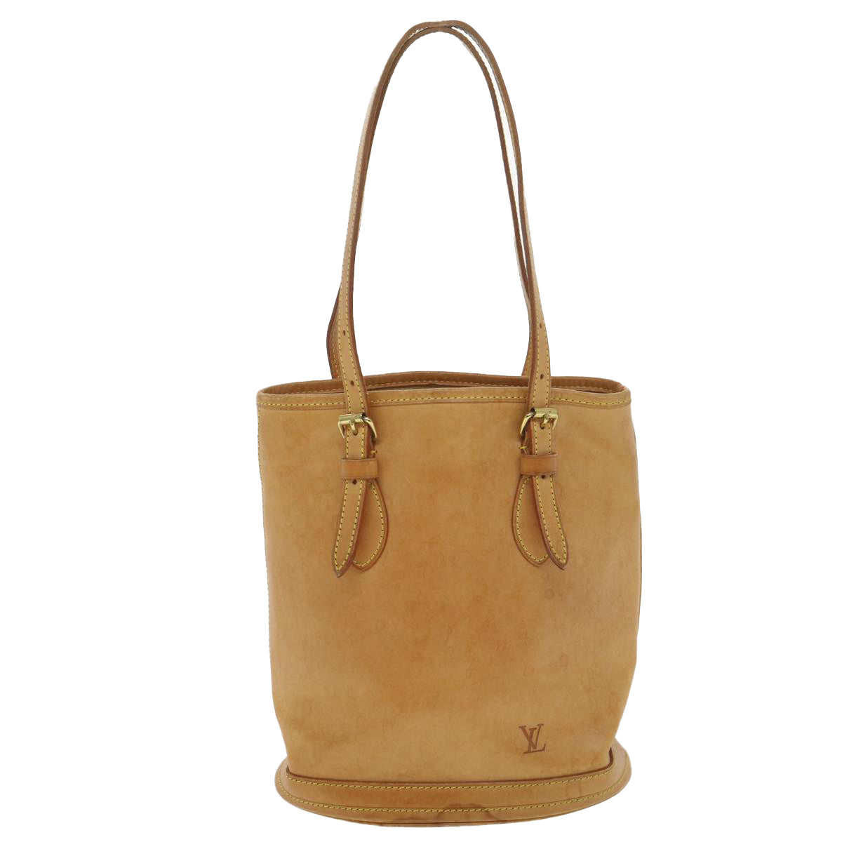 LOUIS VUITTON Nomad Leather Bucket PM Shoulder Bag Beige M85001 LV Auth 37608