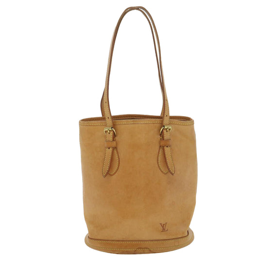 LOUIS VUITTON Nomad Leather Bucket PM Shoulder Bag Beige M85001 LV Auth 37608