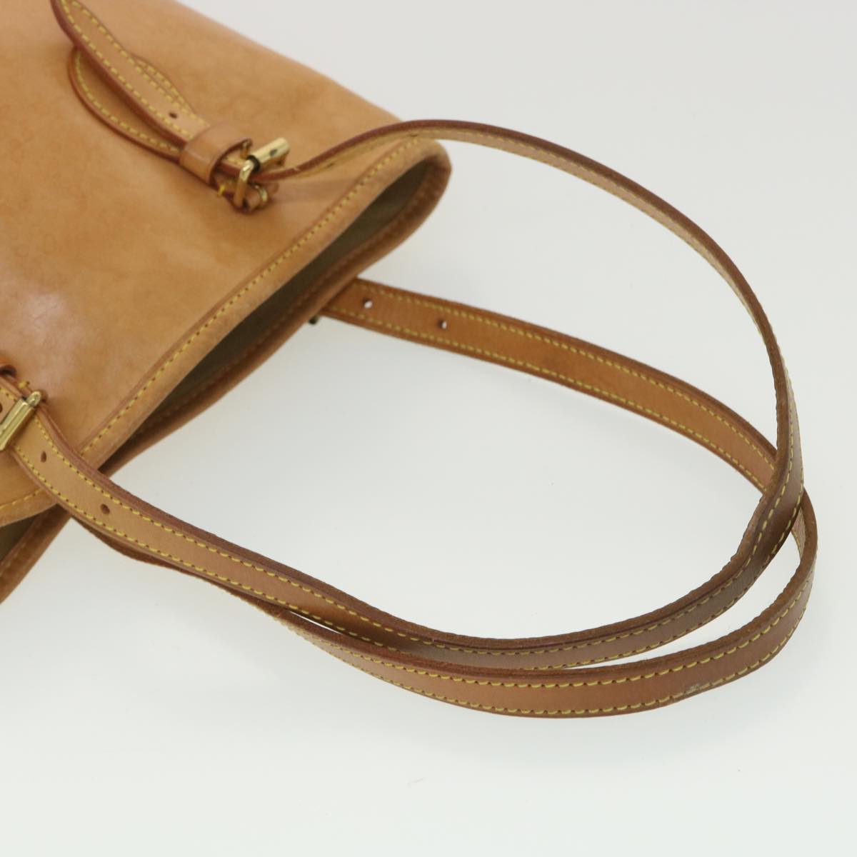 LOUIS VUITTON Nomad Leather Bucket PM Shoulder Bag Beige M85001 LV Auth 37608