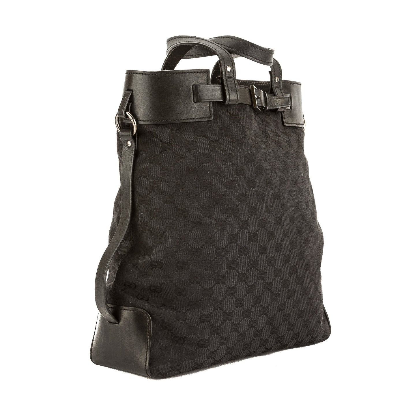 G*G Brown Leather GG Monogram Canvas Tote Bag (Pre Owned)