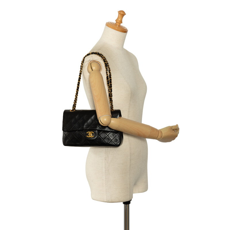 Chanel Mattrase 23 Coco W Flap Chain Shoulder Bag Black Lambskin  Chanel