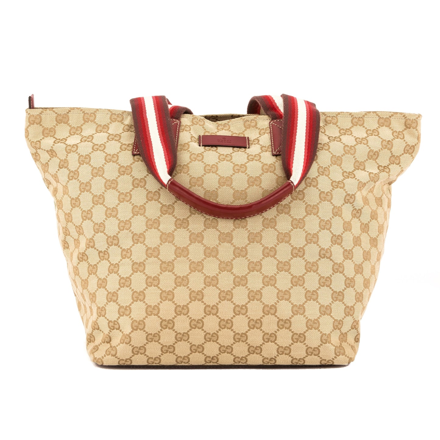 G*G GG Monogram Canvas Web Tote Bag (Pre Owned)
