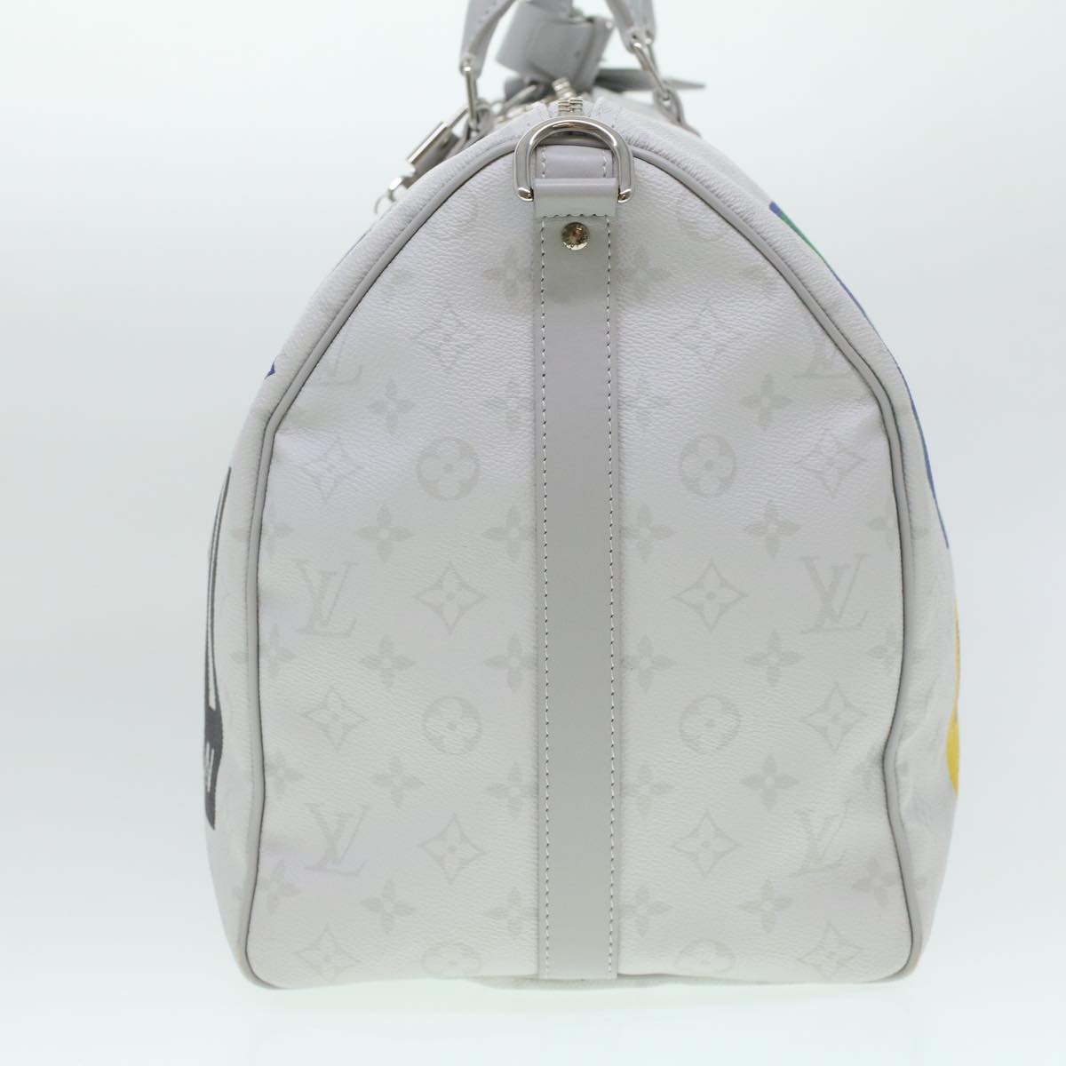 LOUIS VUITTON Monogram Keepall Bandouliere 50 Boston Bag White M44643 LV 37882A