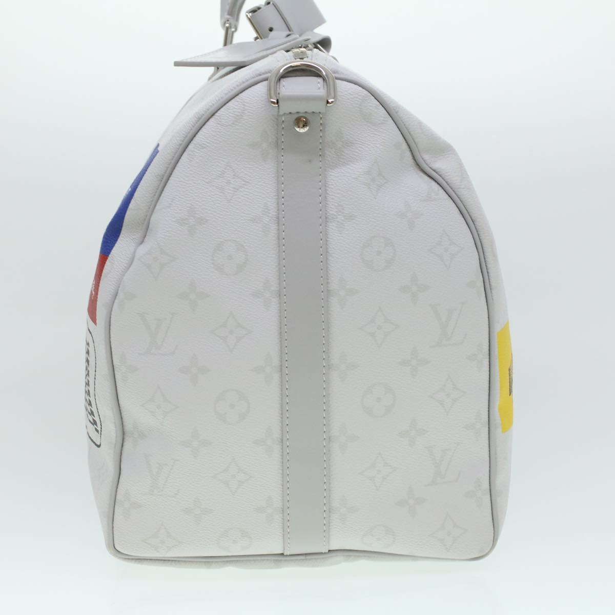 LOUIS VUITTON Monogram Keepall Bandouliere 50 Boston Bag White M44643 LV 37882A