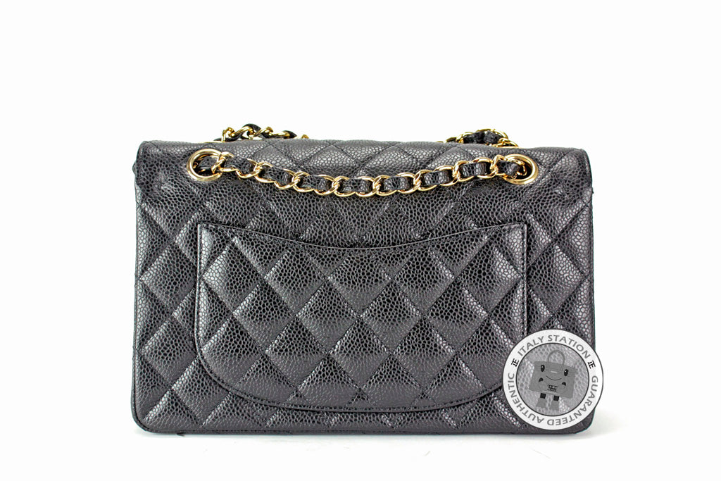 Chanel A Classic CC Black Caviar Small Shoulder Bags Ghw