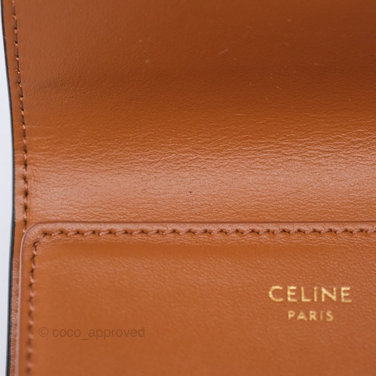 Celine Compact Wallet with Coin Triomphe Canvas Tan Lambskin