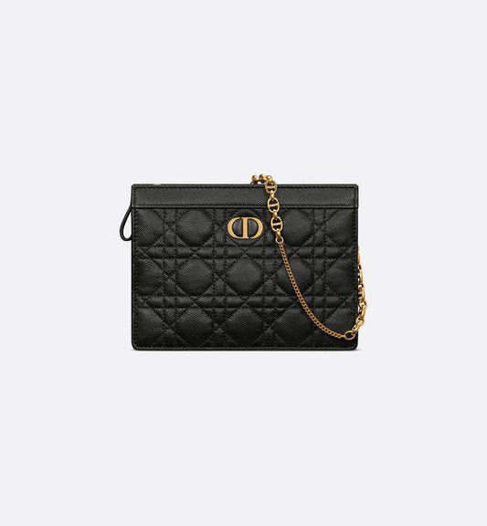 DIOR CARO ZIPPED POUCH WITH CHAIN