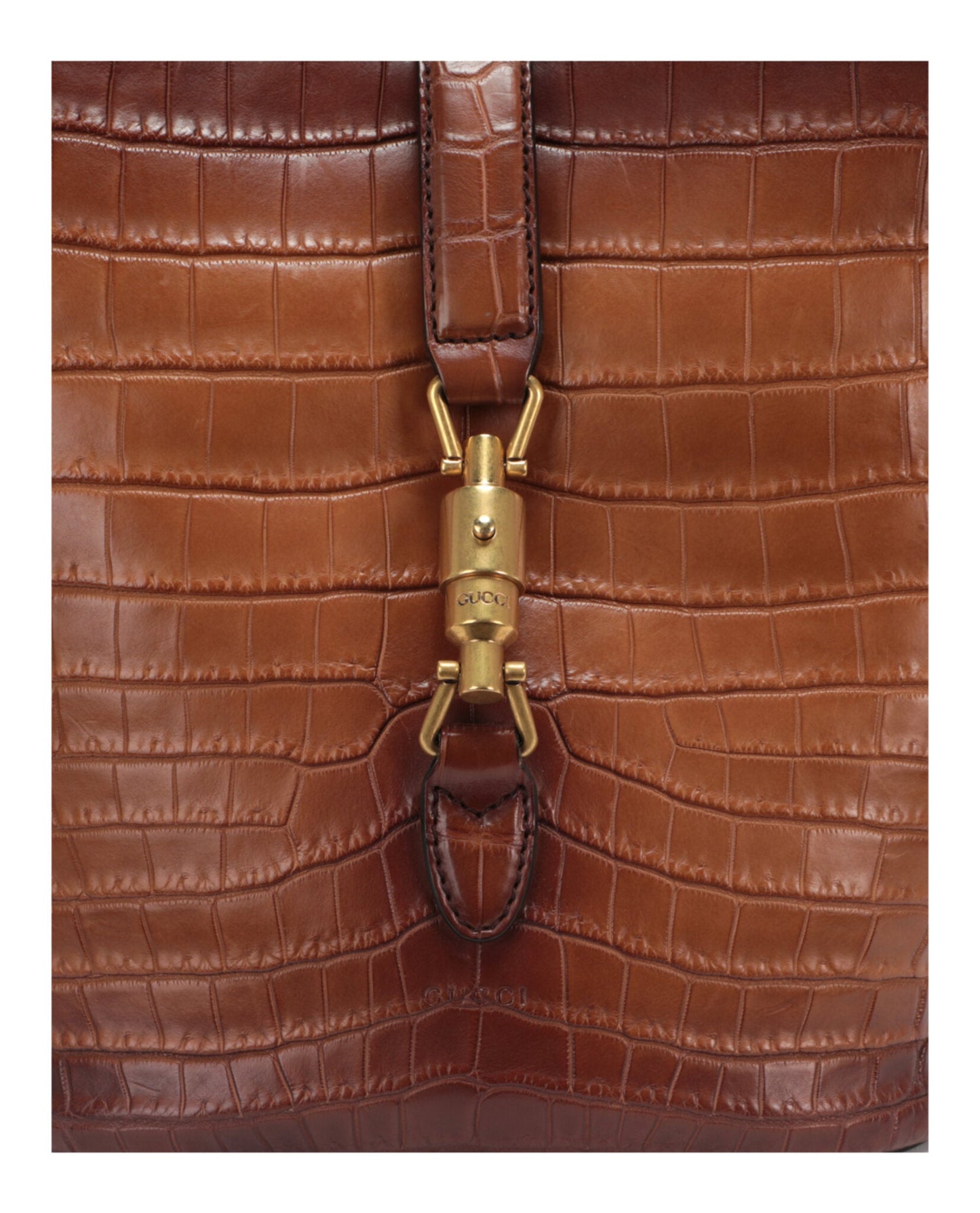 Gucci Womens Jackie Crocodile Bucket Bag