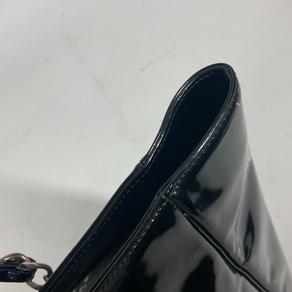 CHANEL Tote Bag enamel black Triple Coco punching logo CC COCO Mark Women Used