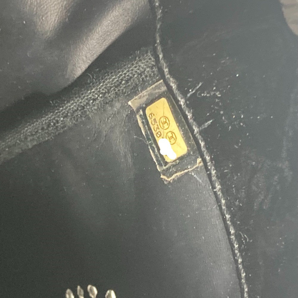 CHANEL Tote Bag enamel black Triple Coco punching logo CC COCO Mark Women Used