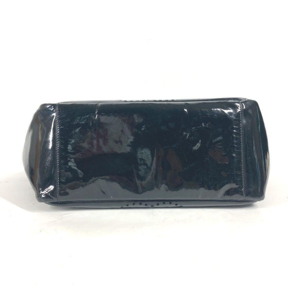 CHANEL Tote Bag enamel black Triple Coco punching logo CC COCO Mark Women Used