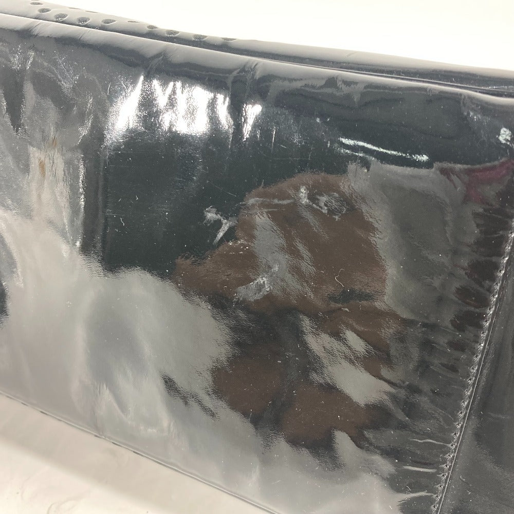 CHANEL Tote Bag enamel black Triple Coco punching logo CC COCO Mark Women Used