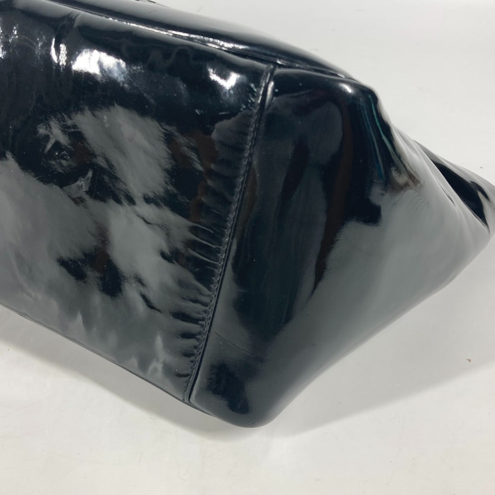 CHANEL Tote Bag enamel black Triple Coco punching logo CC COCO Mark Women Used