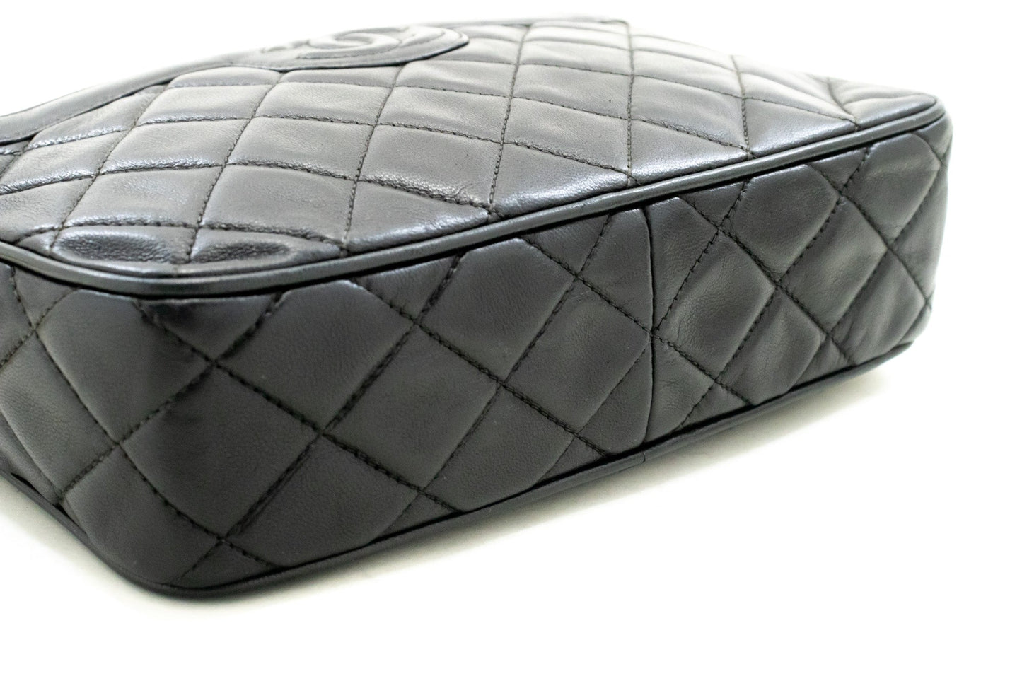 CHANEL Vintage Tassel Chain Shoulder Bag Black Quilted Zipper Lamb