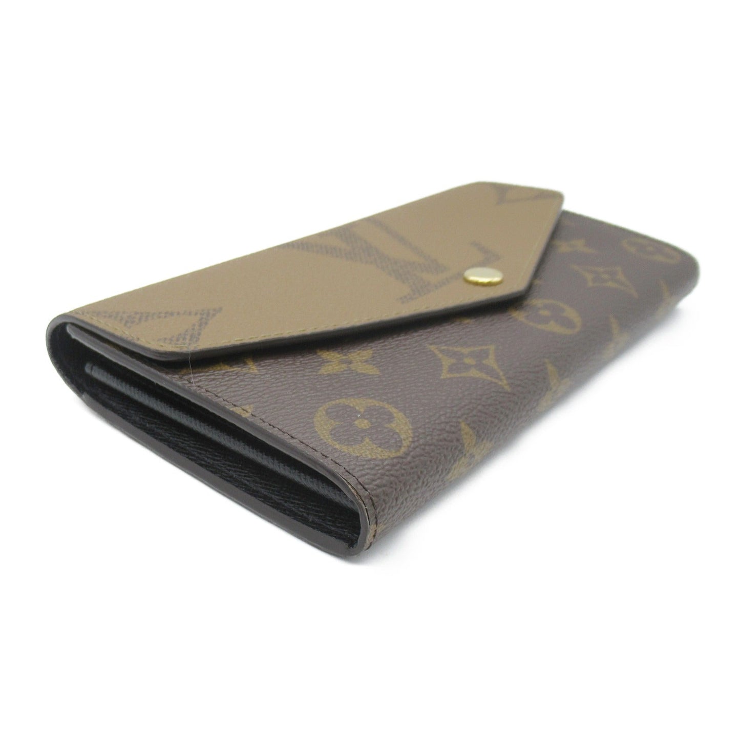 Louis Vuitton Portefolio Sarah Long Wallet Two Fable Wallet Two Foldable Wallet PVC  Canvas Monogram Giant Reversee   Brown M80726