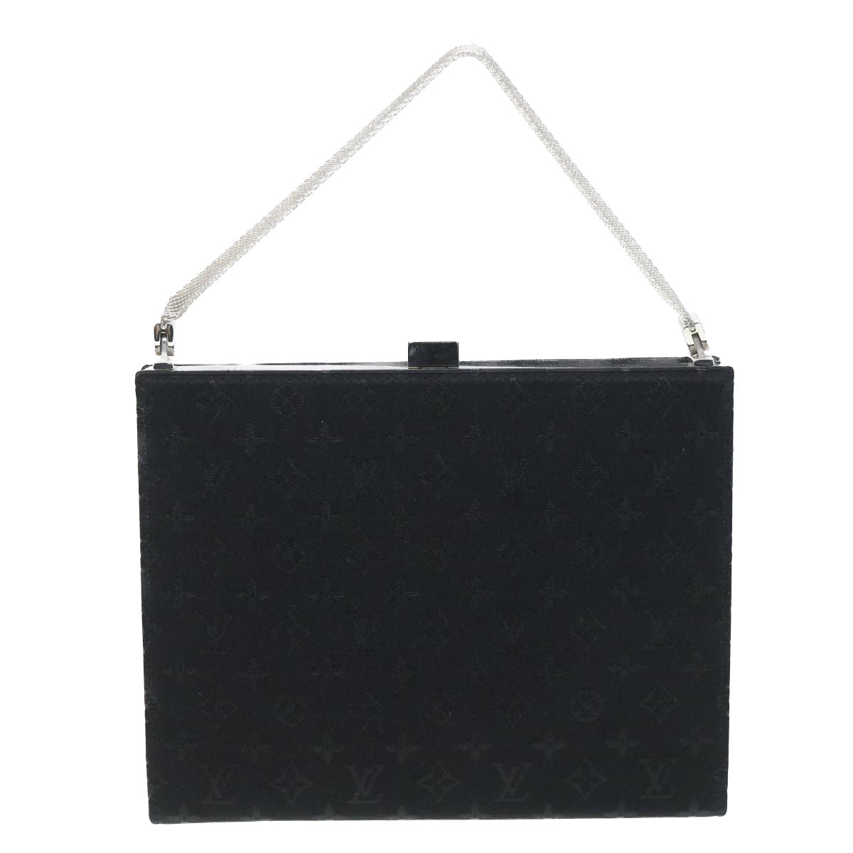 LOUIS VUITTON Monogram Satin Ange MM Hand Bag Black M92101 LV Auth 38183A