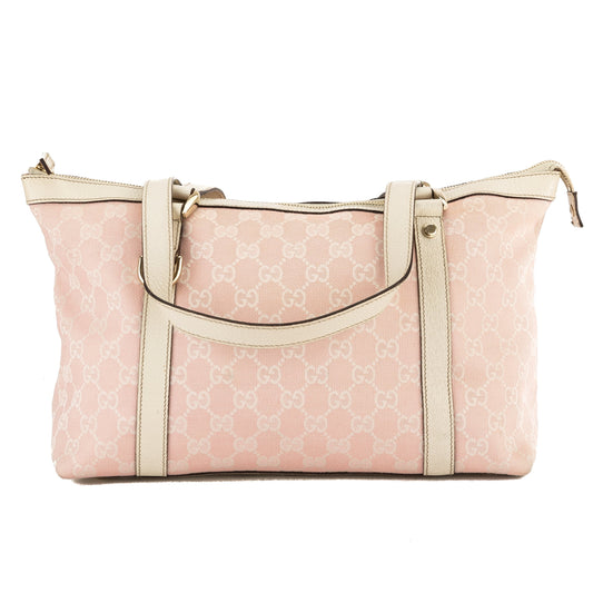 G*G Pink and White GG Monogram Canvas Medium Abbey Tote Bag (Pre Owned)