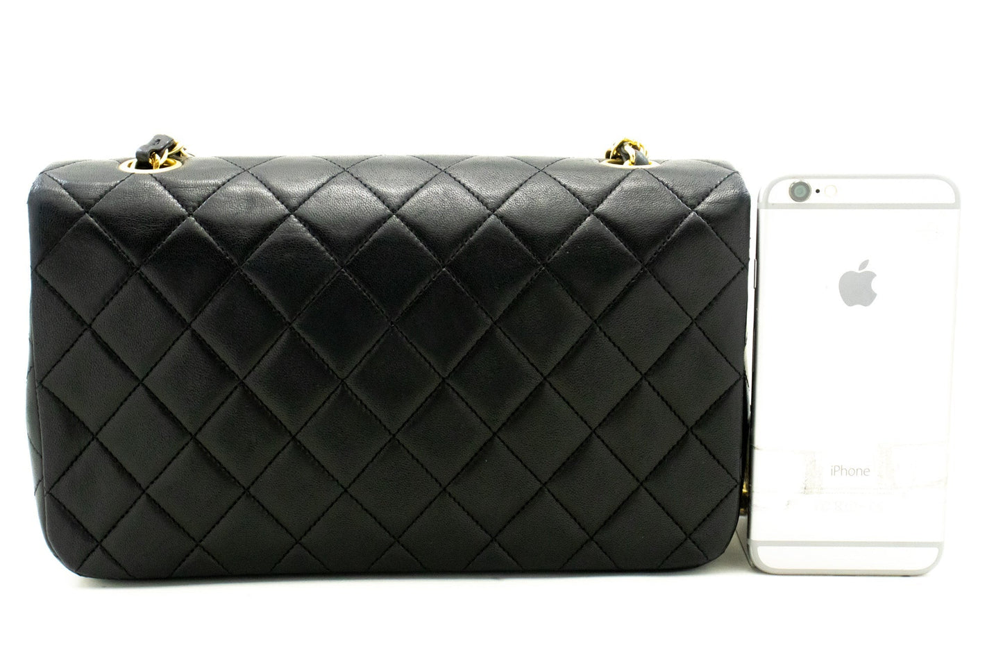 CHANEL Full Flap Chain Shoulder Bag Crossbody Black Quilted Lamb