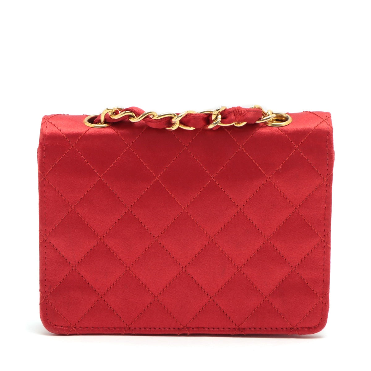 Chanel Mini Mattress Satin Chain Shoulder Bag Red Gold  1st