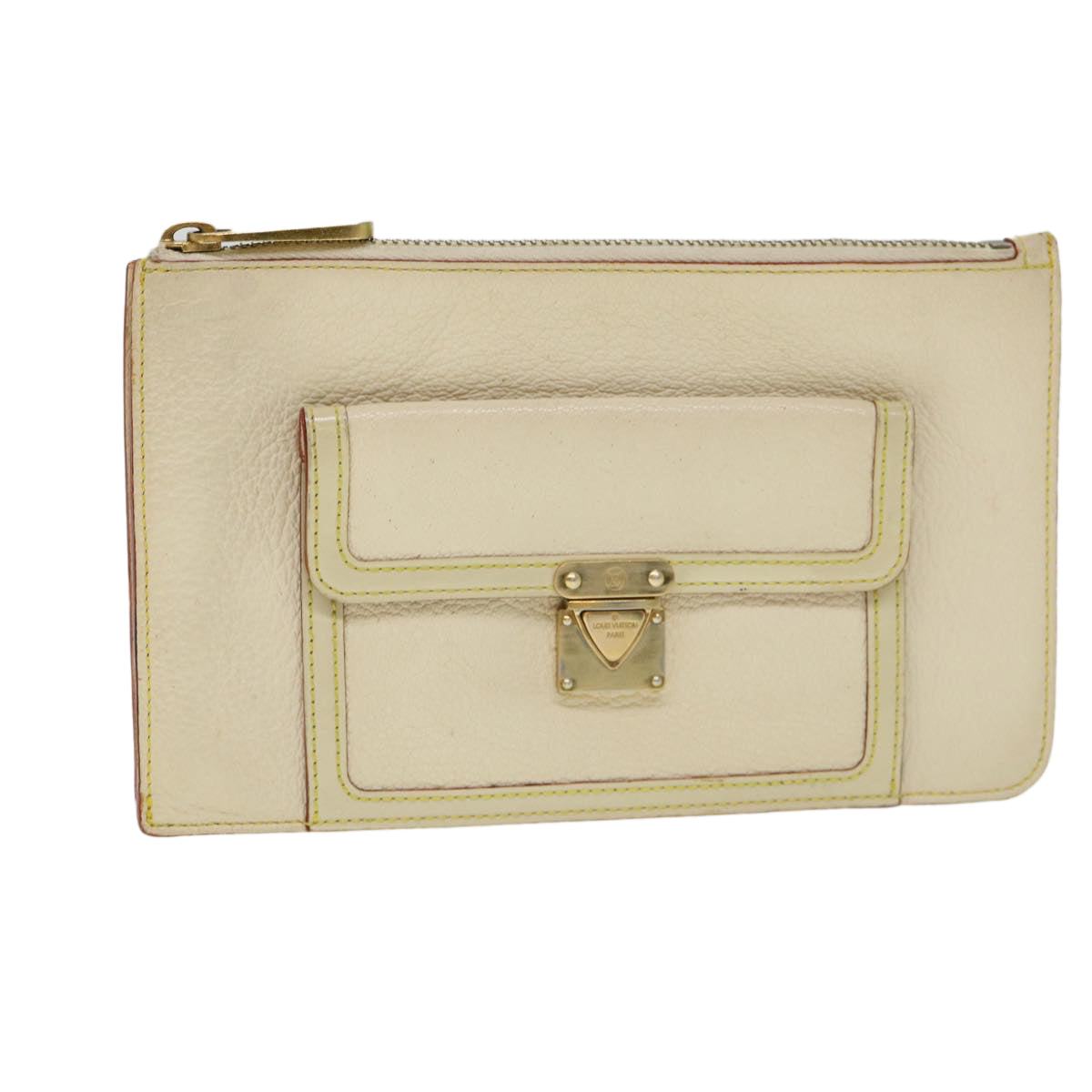 LOUIS VUITTON Suhari Anseparable GM Pouch White M91941 LV Auth 38578
