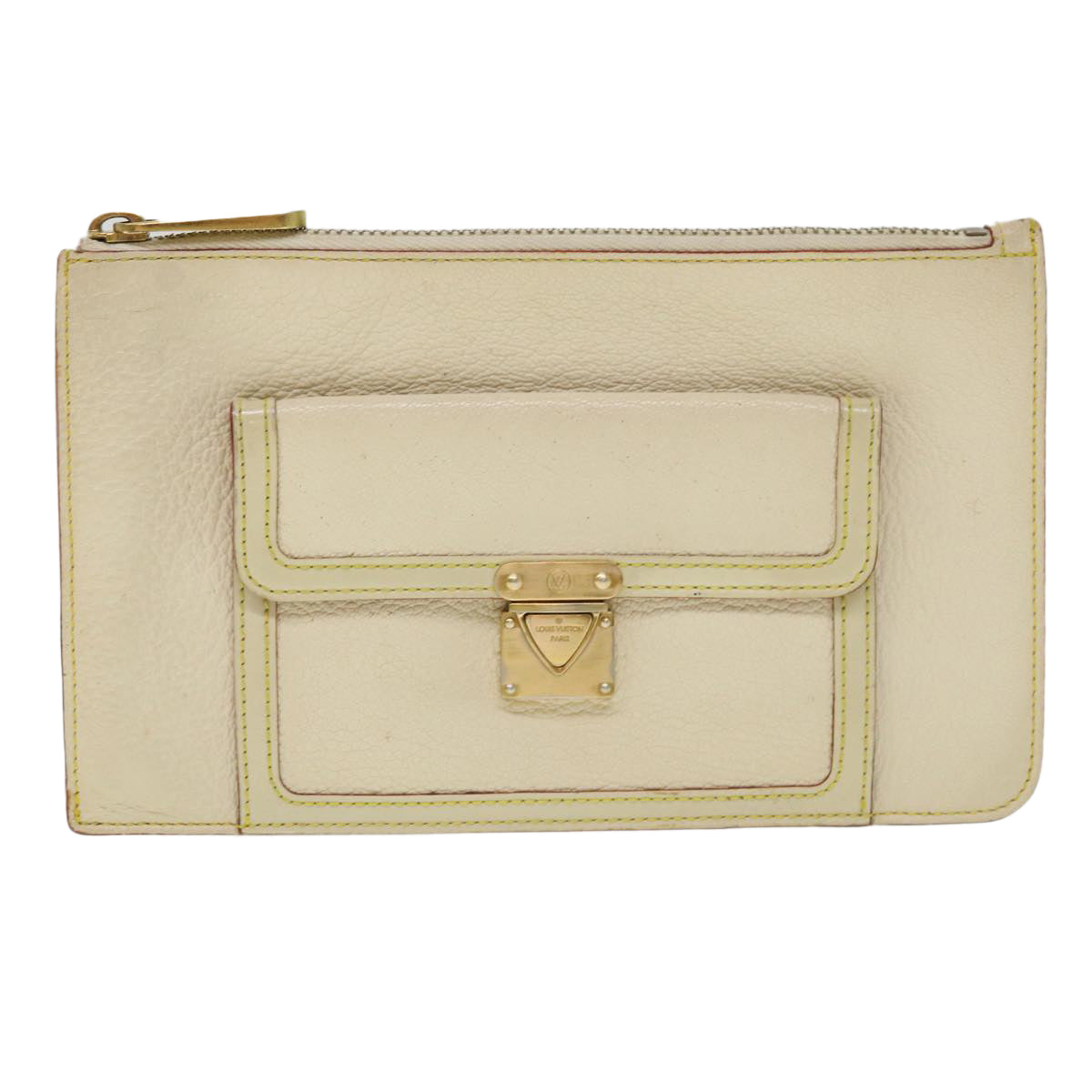 LOUIS VUITTON Suhari Anseparable GM Pouch White M91941 LV Auth 38578