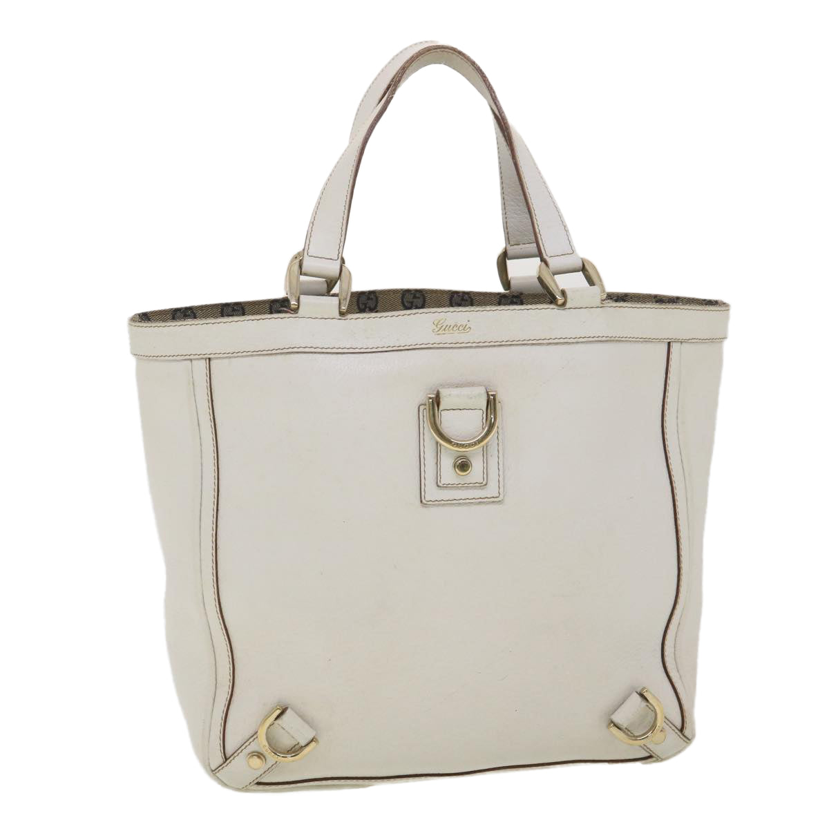 GUCCI Shoulder Bag Leather White 130739  38678