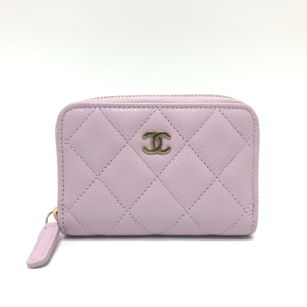 CHANEL Coin case AP0216 Caviar skin purple COCO Mark Matelasse Classic Zip Women Used