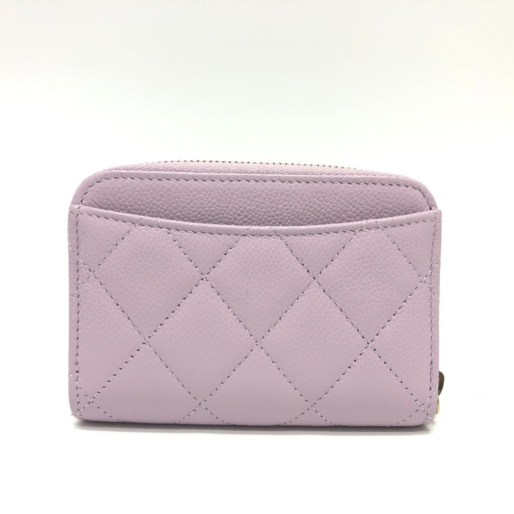 CHANEL Coin case AP0216 Caviar skin purple COCO Mark Matelasse Classic Zip Women Used