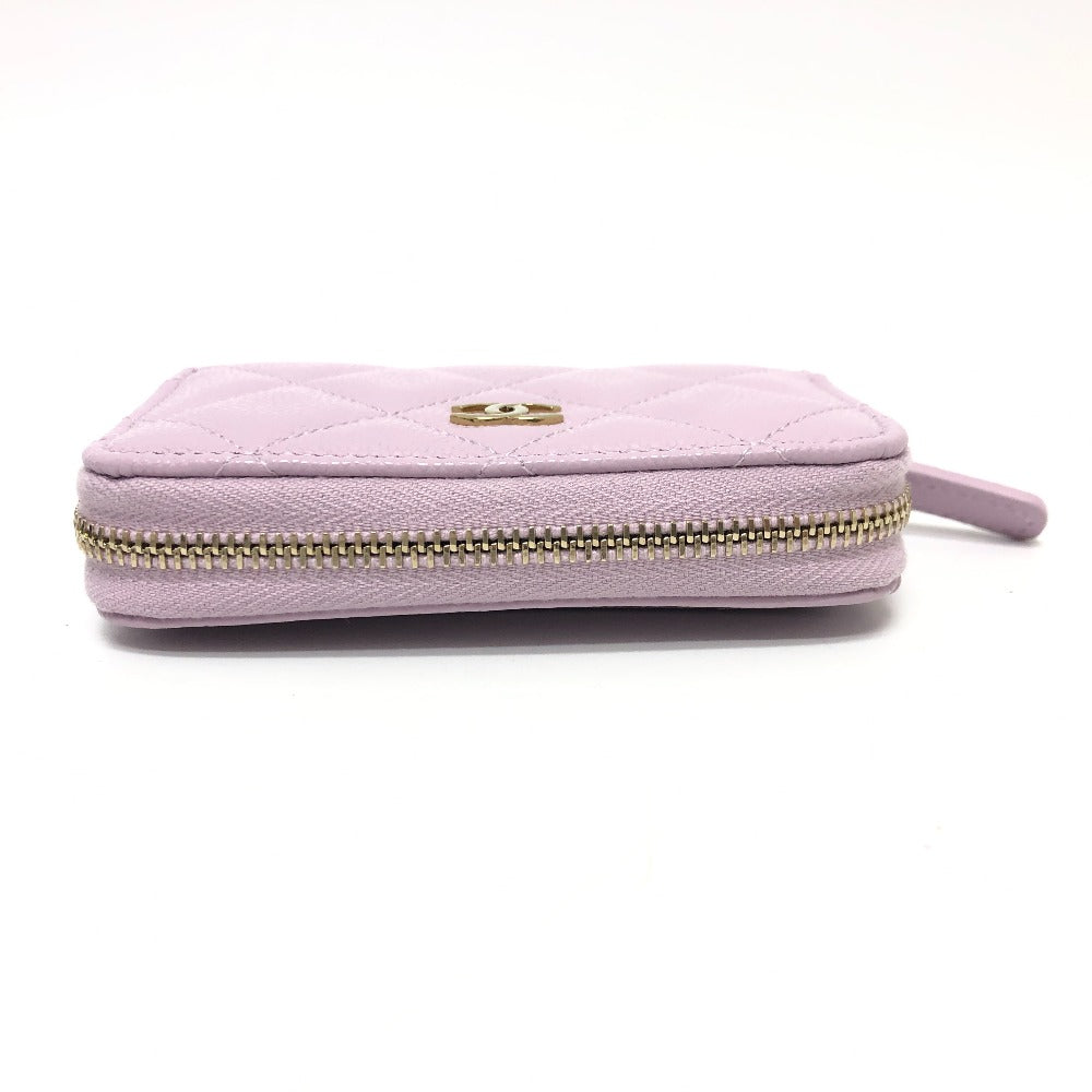 CHANEL Coin case AP0216 Caviar skin purple COCO Mark Matelasse Classic Zip Women Used