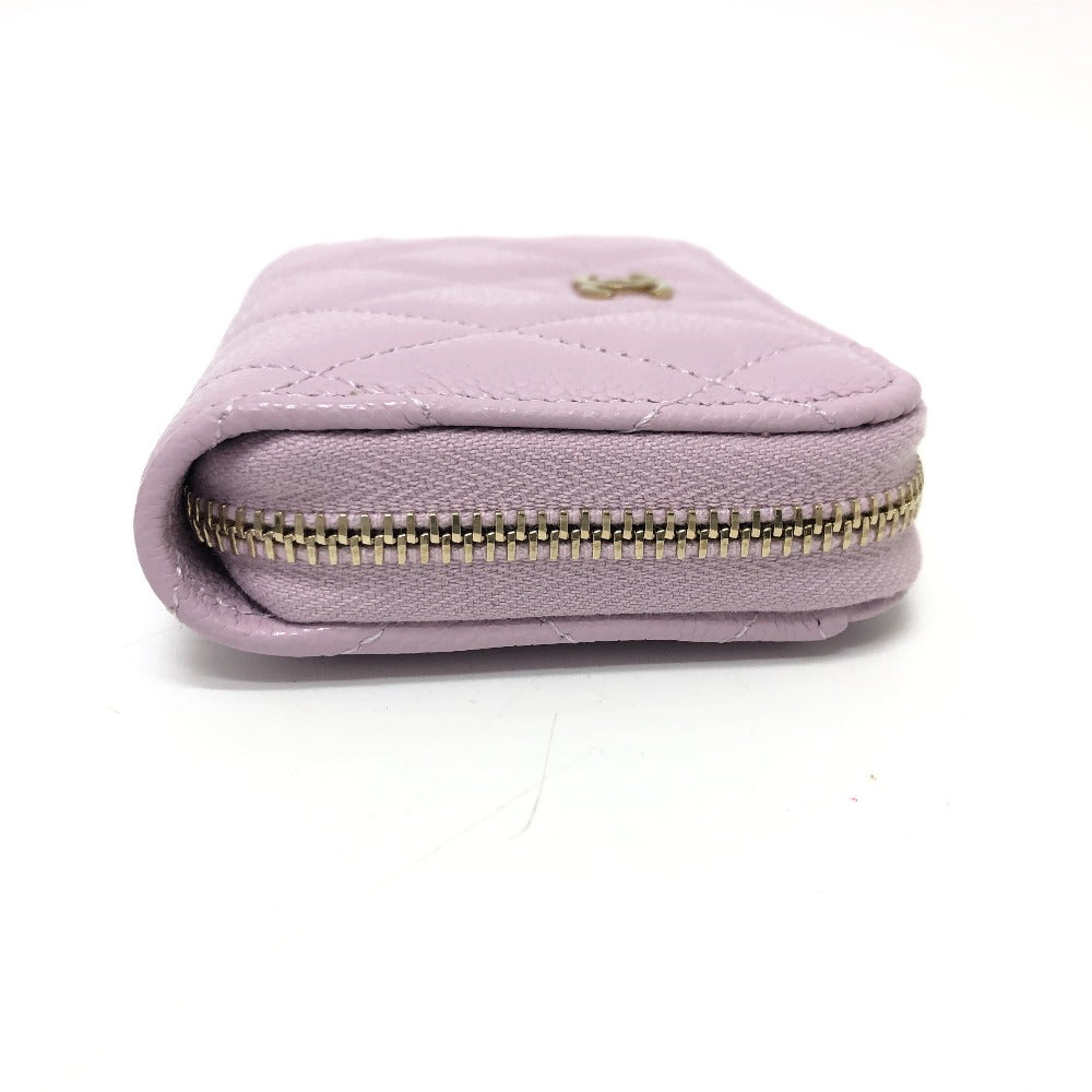 CHANEL Coin case AP0216 Caviar skin purple COCO Mark Matelasse Classic Zip Women Used