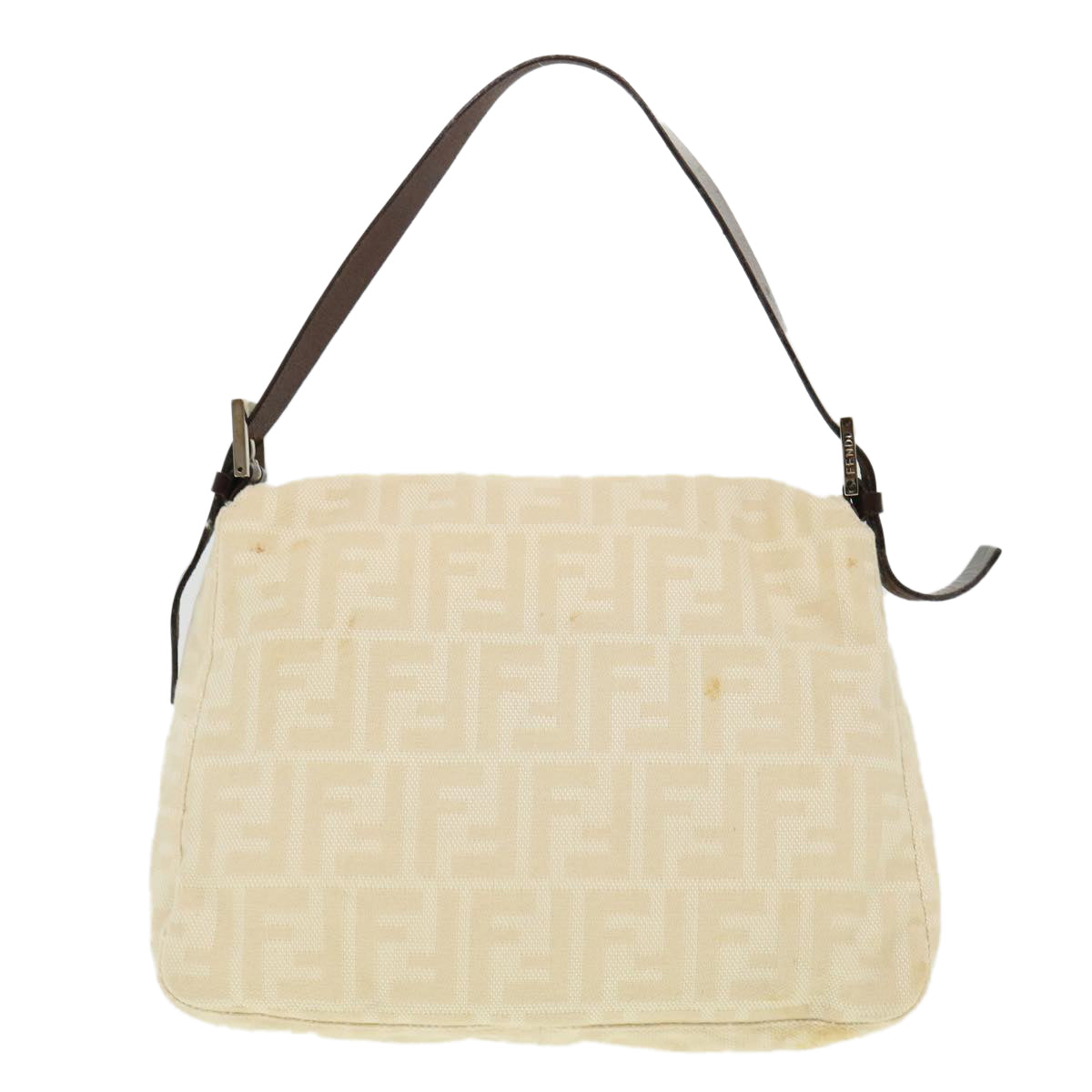FENDI Zucca Canvas Mamma Baguette Shoulder Bag Cream