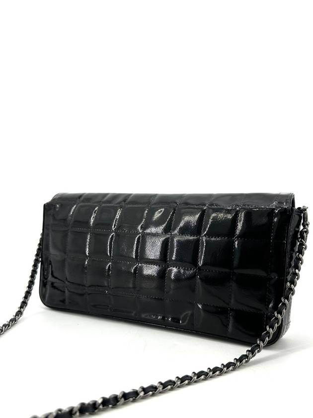 Patent chocolate bar shoulder bag Chanel
