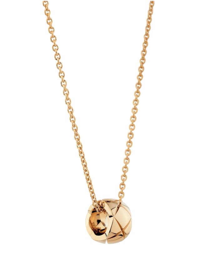 Coco Crush Quilted Motif 18K Necklace Gold Chanel
