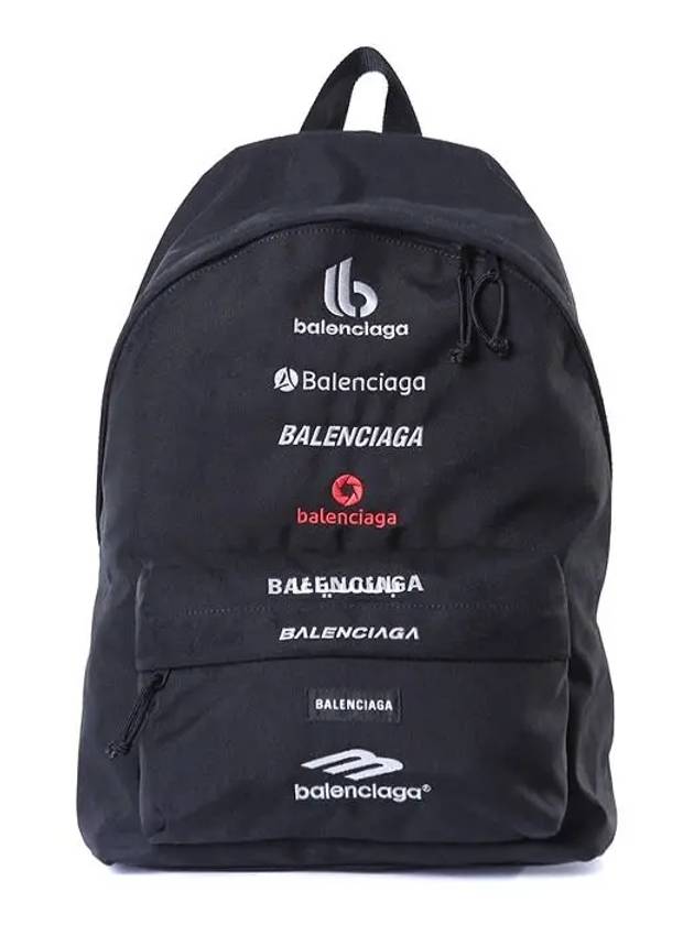Luxury Balenciaga  Explorer Embroidered Logo Backpack Black