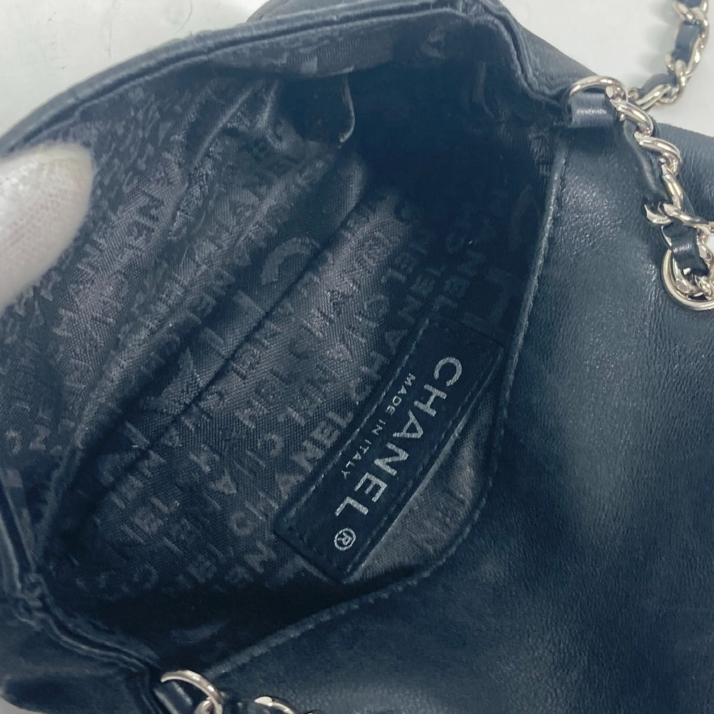 CHANEL Shoulder Bag Satin black bag pochette Lipstick Mirror CC COCO Mark Women Used