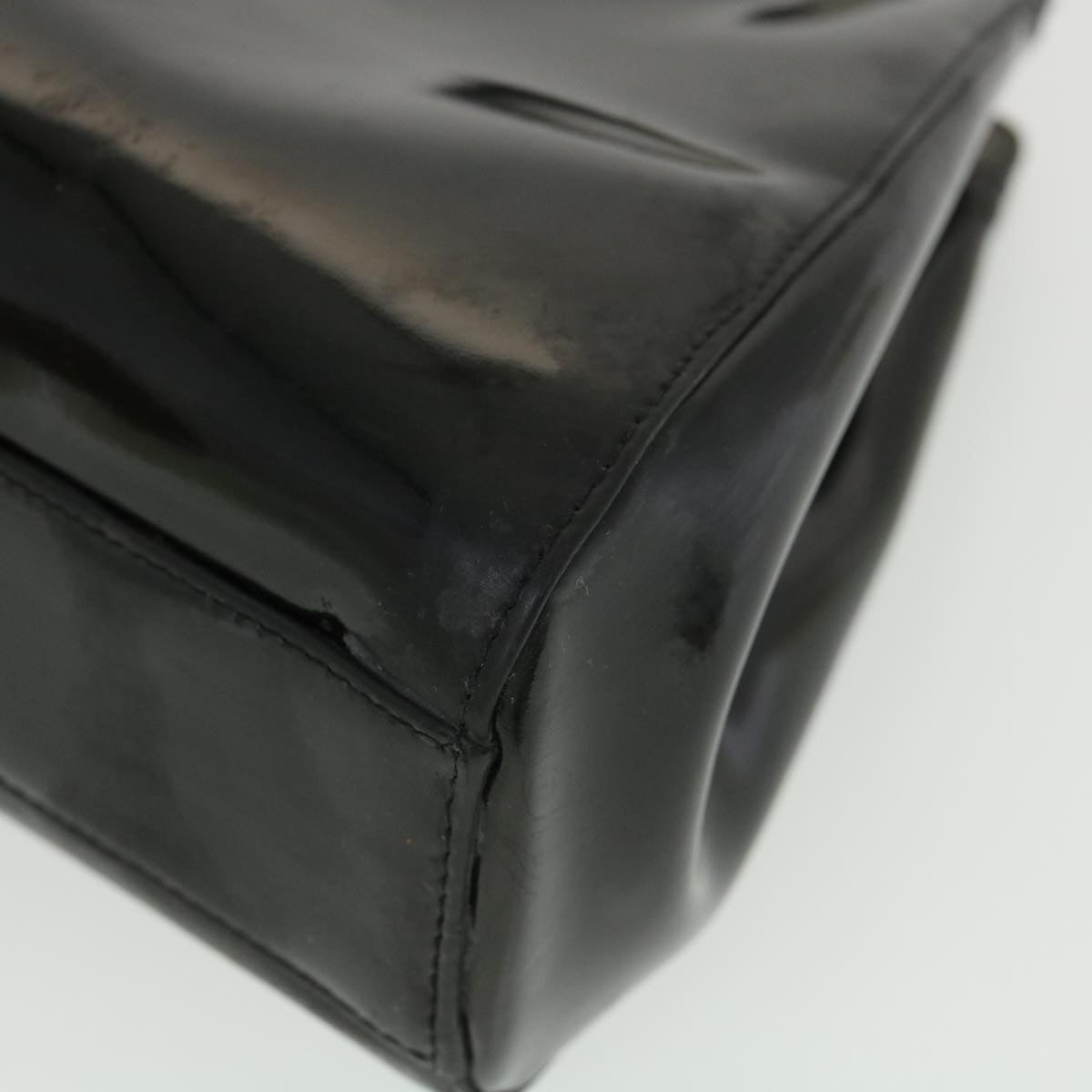 Top Quality Chanel Hand Bag Enamel Black CC Auth 39199