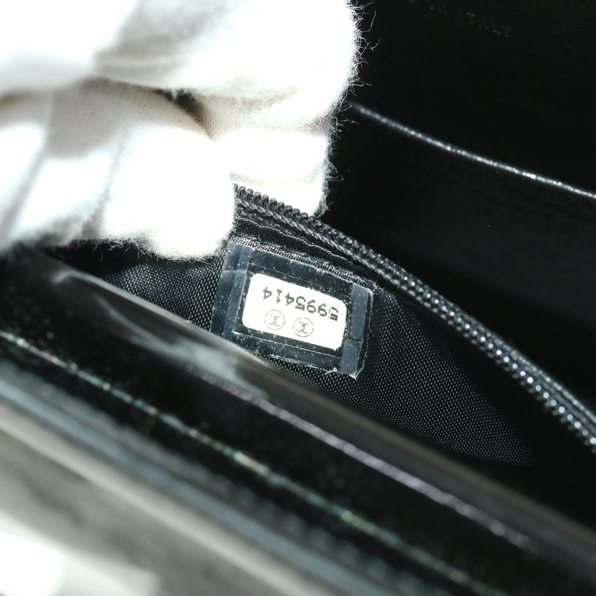 Top Quality Chanel Hand Bag Enamel Black CC Auth 39199