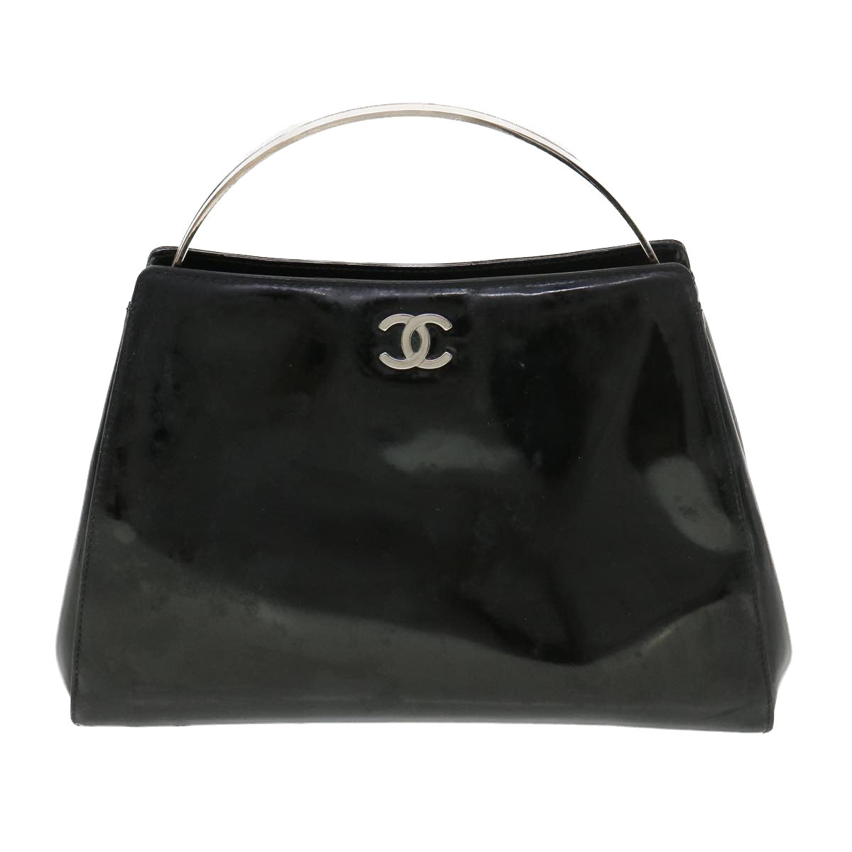 Top Quality Chanel Hand Bag Enamel Black CC Auth 39199