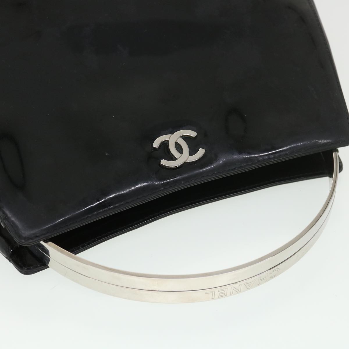 Top Quality Chanel Hand Bag Enamel Black CC Auth 39199